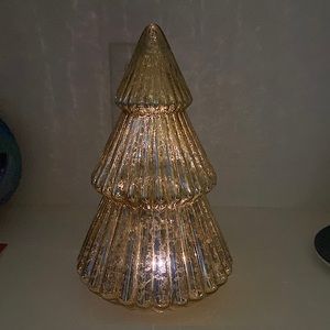 Light up glass Christmas tree.